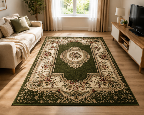 Covoare Clasice - Covor Clasic, Lotos 571, Verde, Diverse Dimensiuni, 1800 gr/mp