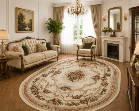 Covoare Living - Covor Clasic, Lotos 574, Crem / Bej, Oval, Diverse Dimensiuni