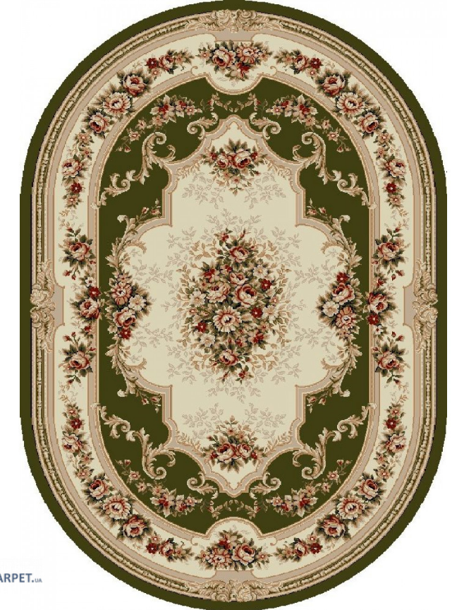 Covoare Living - Covor Clasic, Lotos 574, Verde, Oval, Diverse Dimensiuni, 1800 gr/mp