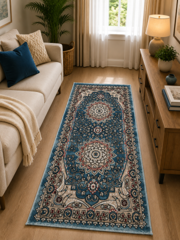 Covoare Living - Covor Clasic, Queen 10220, Albastru, Diverse Dimensiuni , 1250 gr/mp