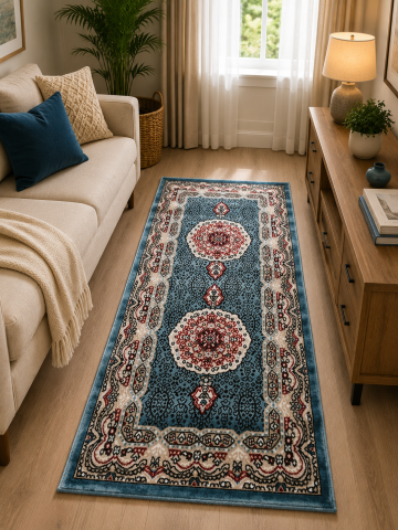 Covoare Living - Covor Clasic, Queen 12165, Albastru, Diverse Dimensiuni , 1250 gr/mp