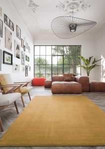 Covoare Premium - Covor Belgian Sky din Microfibra, Lavabil, Fir moale, Auriu / Galben