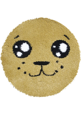 Covoare Pufoase - Covor Fantasy Foca, Galben, 67x67 cm, Rotund, 2550 gr/mp