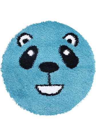 Covoare Copii - Covor Fantasy Panda, Turcoaz, 67x67 cm, Rotund, 2550 gr/mp