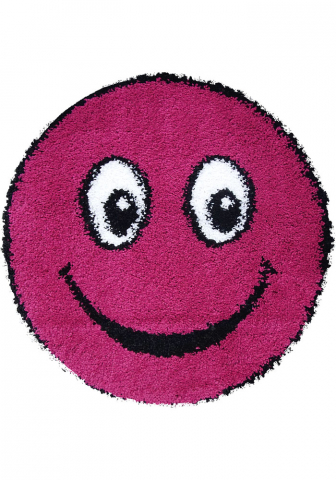 Covoare Copii - Covor Fantasy Smile, Roz, 67x67 cm, Rotund, 2550 gr/mp
