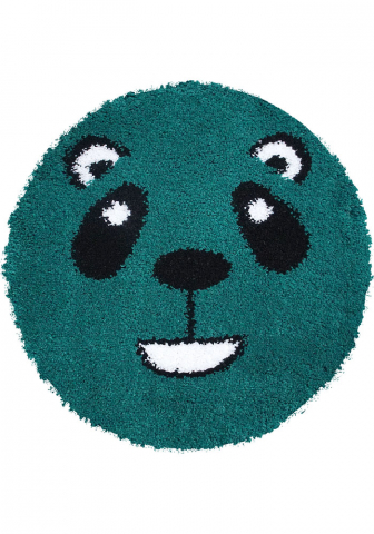Covoare Copii - Covor Fantasy Panda, Verde, 67x67 cm, Rotund, 2550 gr/mp