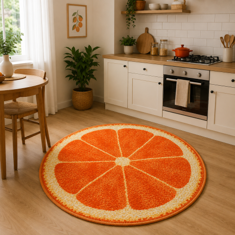 Covoare Copii - Covor Kolibri, Rotund, Orange 11173, 67x67 cm, 2300 gr/mp