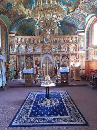 Covor Lotos, Model Bisericesc, 15032-810, Albastru, Diverse Dimensiuni, 1800 gr/mp [1]