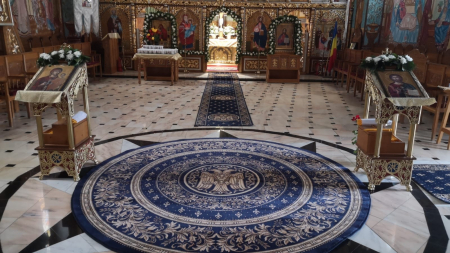 Covor Lotos, Model Bisericesc, 15032, Albastru, Rotund, Diverse Dimensiuni, 1800 gr/mp [1]