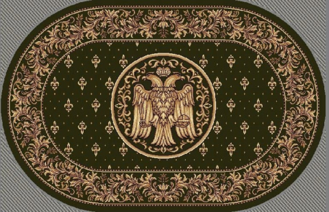 COVOARE - Covor Lotos, Model Bisericesc, 15077, Verde, Oval, Diverse Dimensiuni, 1800 gr/mp