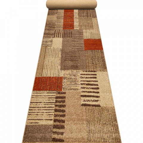 Traverse Moderne si Geometrice - Traversa Model Orlando 22002, Maro/Portocaliu, Latime 120 cm, Diverse Dimensiuni