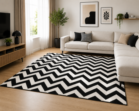 Covoare Living - Covor Modern, Dream 18001, Alb/Negru, Diverse Dimensiuni