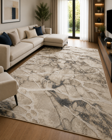Covoare Living - Covor Modern, Elma  EL001, Bej/Gri, Diverse Dimensiuni