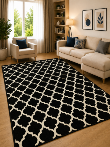 Covoare Living - Covor Modern, Kolibri 11158-180, Alb / Negru, 80x150 cm, 2200 gr/mp