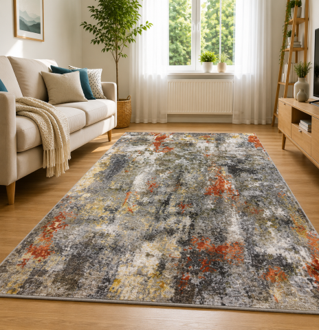 Covoare Living - Covor Modern, Kolibri 11582, Gri/Rosu, Diverse Dimensiuni, 2200 gr/mp