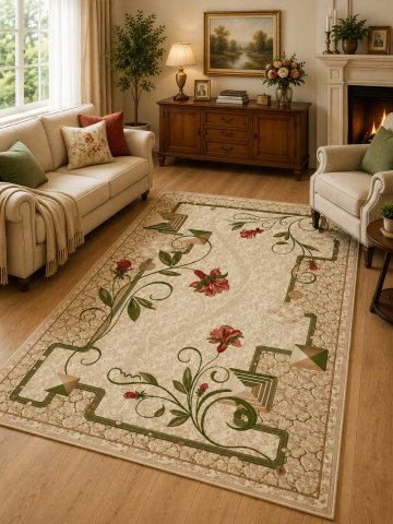 Covoare Living - Covor Modern, Lotos 587, Crem / Bej, Diverse Dimensiuni, 1800 gr/mp