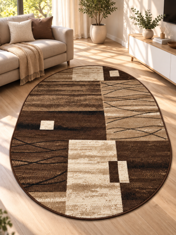 Covoare Living - Covor Modern, Luna 1805, Bej/Maro , Oval, Diverse Dimensiuni, 1300 gr/mp
