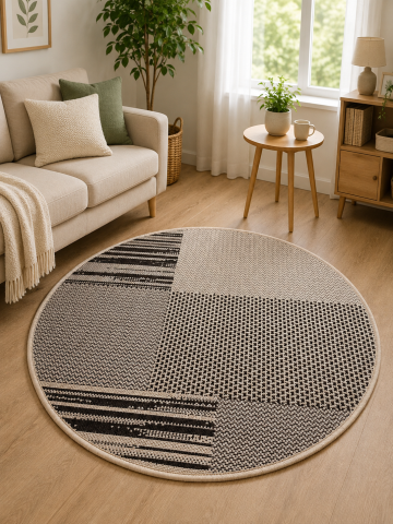 Covoare Living - Covor Modern, Jeans 19224, Rotund , Bej/Maro, Diverse Dimensiuni