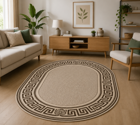 Covoare Living - Covor Modern, Natura Versace, 900, Crem/Maro, Oval, Diverse Dimensiuni, 1500 gr/mp