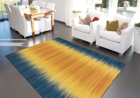 Covoare Moderne si Geometrice - Covor Modern Sunset 8070,Galben/Bleu, Inaltime fir 6 mm