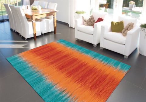 Covoare Moderne si Geometrice - Covor Modern Sunset 8070, Orange/Bleu, Inaltime fir 6 mm