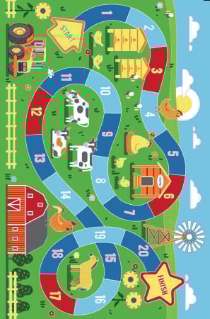 Covor Pentru Copii, Print Ferma 2416, Verde, Suport Pasla [0]