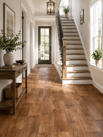 LINOLEUM - Linoleum PVC, Country Dark Confort, Maro, Latime 2.5 m, Imitatie Parchet, Suport Pâslă