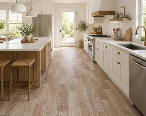 LINOLEUM - Linoleum PVC, Country Light Confort, Maro Deschis, Latime 2.5 m, Imitatie Parchet, Suport Pâslă