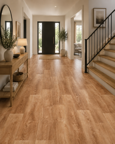 LINOLEUM - Linoleum PVC, Country Light Confort, Maro Deschis, Latime 2.5 m, Imitatie Parchet, Suport Pâslă