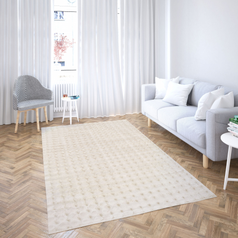 Covoare Living - Model Blanita Lop 050, Covor Antiderapant, Efect 3D, Crem