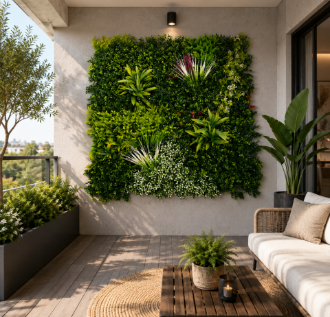 PANOURI DECORATIVE - Panou Decorativ Verde Artificial B017 , 100x100 cm