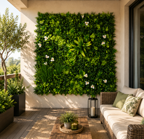 PANOURI DECORATIVE - Panou Decorativ Verde Artificial B018 , 100x100 cm