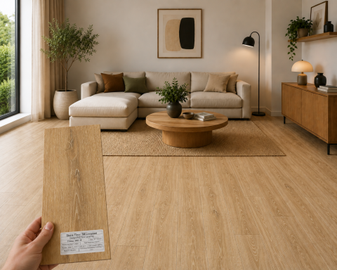 LINOLEUM - Parchet LVT 8807-18 Bej Aspect Lemn – Pardoseală Vinil 2.5 mm, Clasa Trafic 33