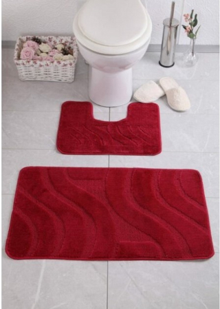 Covorase Baie - Set 2 Covorase Baie, Antiderapante, Symphony Burgundy