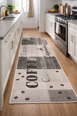 Traverse Bucatarie - Traversa Antiderapanta Flex, 19052, Maro / Bej, Latime 75 cm, Diverse Lungimi