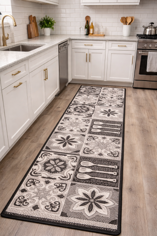 Traverse Bucatarie - Traversa Antiderapanta Flex, 19691, Gri, Latime 100 cm, Diverse Lungimi