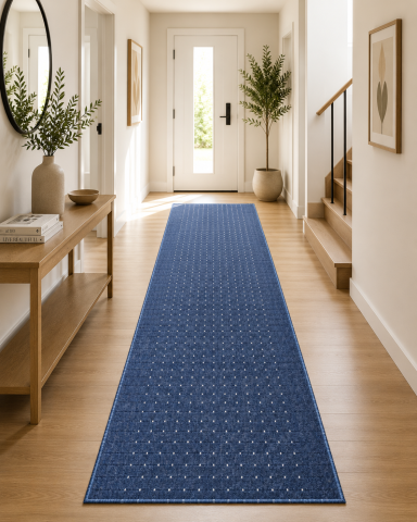 Traverse Hol - Traversa Antiderapanta, Stanford, Albastru, Latime 100 cm, Diverse Lungimi