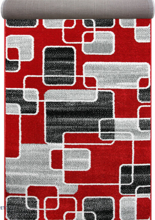 Traverse Moderne si Geometrice - Traversa Covor, Cappuccino 16402, Rosu, Latime 80 cm, Diverse Lungimi, 1700 gr/mp