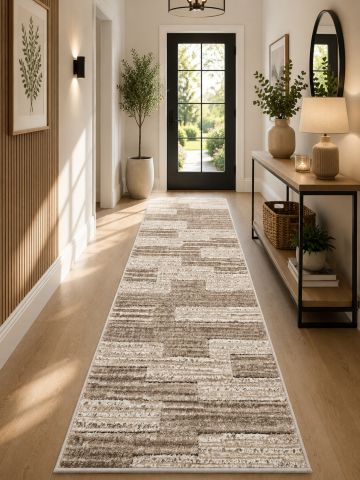 Traverse Dormitor - Traversa Covor, Fashion 32002, Bej / Maro, Latime 60 cm, Diverse Lungimi