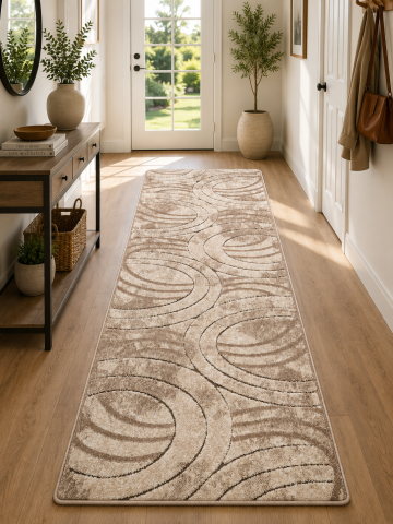 Traverse Dormitor - Traversa Covor, Fashion 32006, Bej / Maro, Latime 80 cm, Diverse Lungimi
