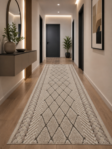 Traversa Covor, Fashion 32009, Crem/Maro, Latime 80 cm , Diverse Lungimi