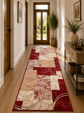 Traverse Dormitor - Traversa Covor, Lotos 15001, Grena / Crem, Latime 150 cm, Diverse Lungimi, 1800 gr/mp