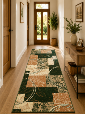 Traverse Dormitor - Traversa Covor, Lotos 15001, Verde, Latime 60 cm, Diverse Lungimi, 1800 gr/mp