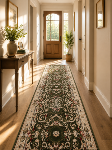Traverse Dormitor - Traversa Covor, Lotos 15002, Verde, Latime 150 cm, Diverse Lungimi