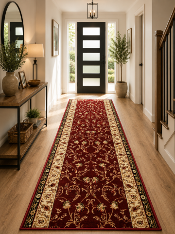 Traverse Dormitor - Traversa Covor, Lotos 523, Grena, Latime 80 cm, Diverse Lungimi, 1800 gr/mp