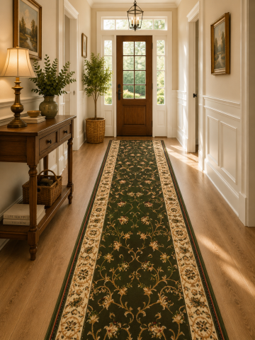 Traverse Dormitor - Traversa Covor, Lotos 523, Verde, Latime 100 cm, Diverse Lungimi, 1800 gr/mp