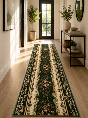 Traverse Hol - Traversa Covor, Lotos 535, Verde, Latime 80 cm, Diverse Lungimi