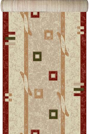 Traverse Moderne si Geometrice - Traversa Covor, Lotos 579, Crem / Grena, Latime 120 cm, Diverse Lungimi, 1800 gr/mp
