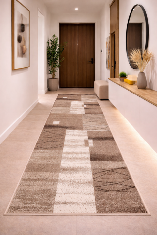 Traverse Hol - Traversa Covor, Mira 24120, Bej/Maro, Latime 120 cm, Diverse Lungimi