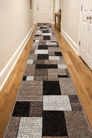 Traverse Hol - Traversa Covor, Mira 24143, Bej/Maro, Latime 120 cm, Diverse Lungimi